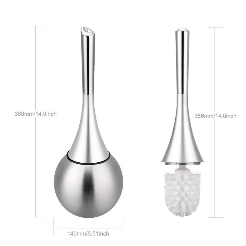 Estiorm WC četka s držačem Moderni set četkica za čišćenje posuda od nehrđajućeg čelika Alati za čišćenje kupaonskih WC-a crna bijela