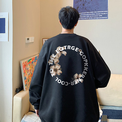 Férfi blúz felirattal és virágos motívumokkal