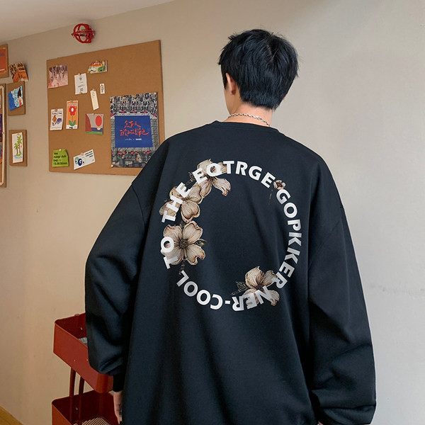 Férfi blúz felirattal és virágos motívumokkal