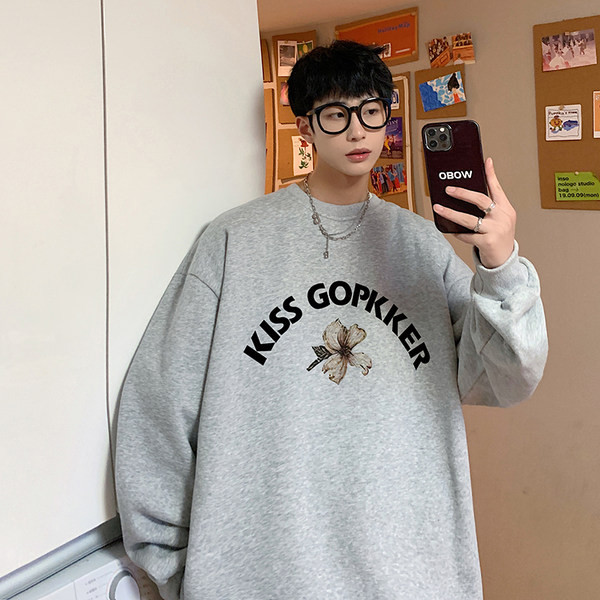 Férfi blúz felirattal és virágos motívumokkal