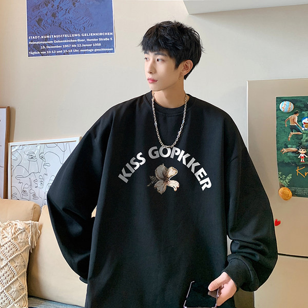 Férfi blúz felirattal és virágos motívumokkal