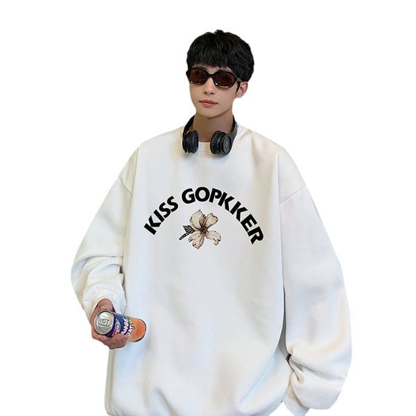 Férfi blúz felirattal és virágos motívumokkal