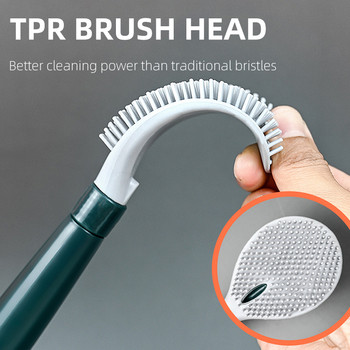 BAISPO Нова силиконова четка за тоалетна TPR течна четка за почистване, монтирана на стена четка с дълга дръжка, може да се отцеди Комплект аксесоари за баня