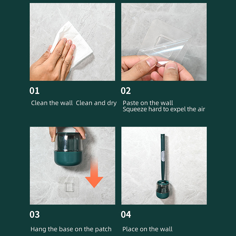 BAISPO naujas silikoninis tualeto šepetėlis TPR skystas valymo šepetėlis. Prie sienos montuojamas šepetėlis ilgomis rankenomis gali nusausinti vonios kambario priedų rinkinys