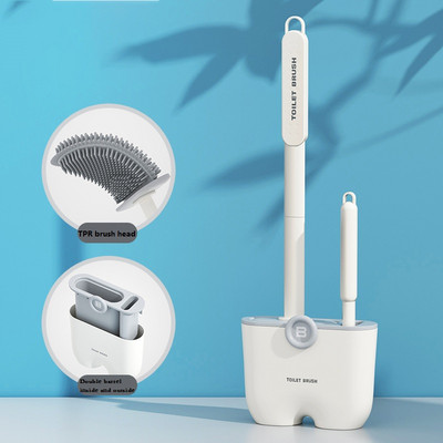 Mekana silikonska čekinja WC četka s držačem Zidna odvojiva ručka Kit za čišćenje kupaonice Bez bušenja WC pribor