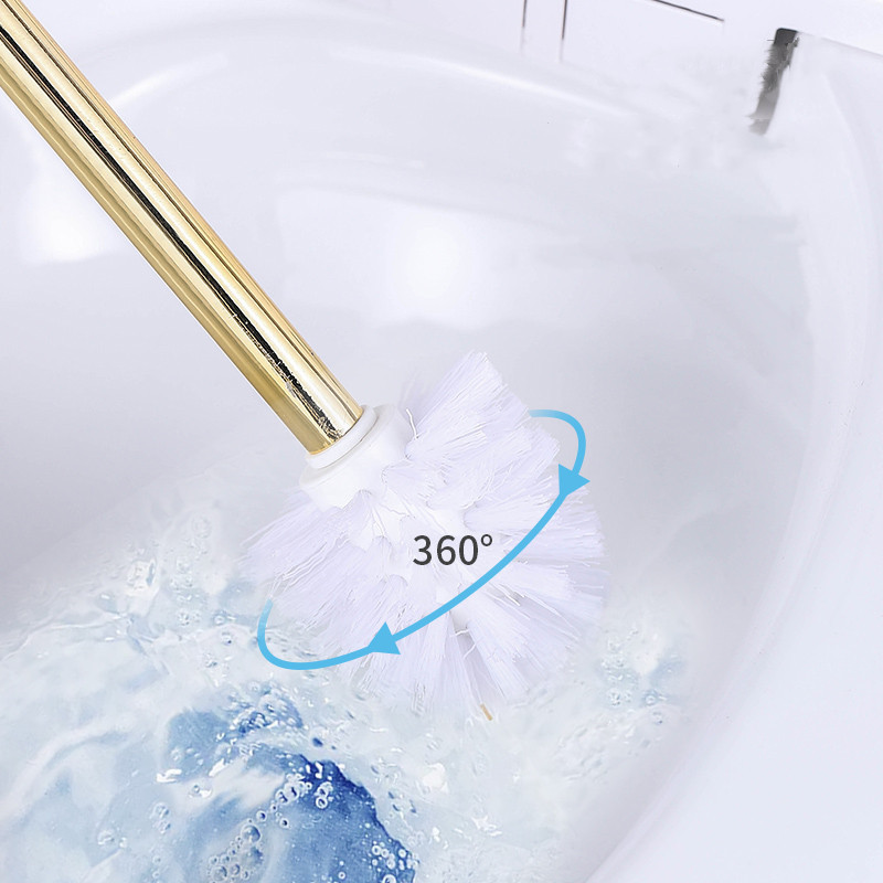 Nordic keraminis tualeto šepetys, apvalios formos, pastatomas ant grindų su ilga koteliu švariu šepečiu, marmuru dekoruoti prabangūs vonios kambario priedai