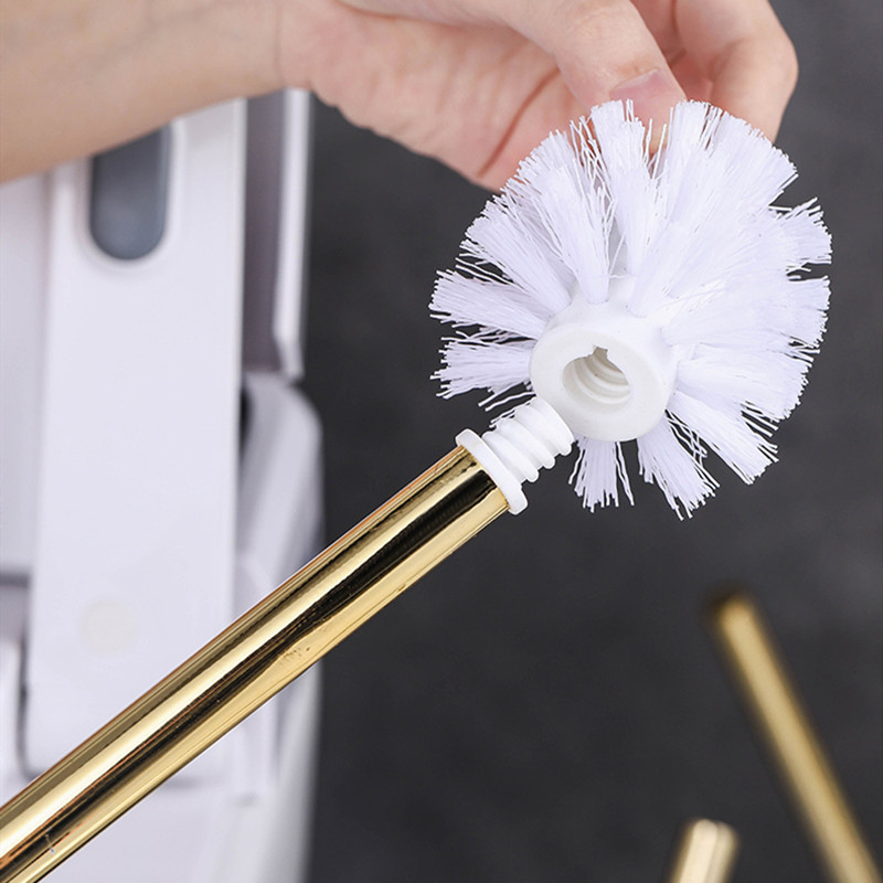 Nordic keraminis tualeto šepetys, apvalios formos, pastatomas ant grindų su ilga koteliu švariu šepečiu, marmuru dekoruoti prabangūs vonios kambario priedai