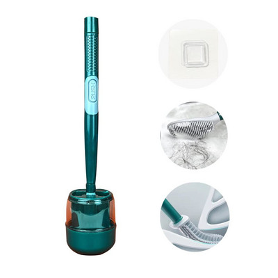 Buitinis tualeto šepetys su laikikliu Silikono kvėpuojantis tualeto šepetys Be smūgio sienoje montuojamas hidraulinis tualeto šepetys vonios kambarys