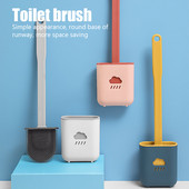 Silikoninis tualeto šepetys Wc tarpo šepetys su laikikliu plokščia galvute, minkštų šerių valymo šepečiai su greitai džiūstančiu laikikliu vonios kambario įrankiu