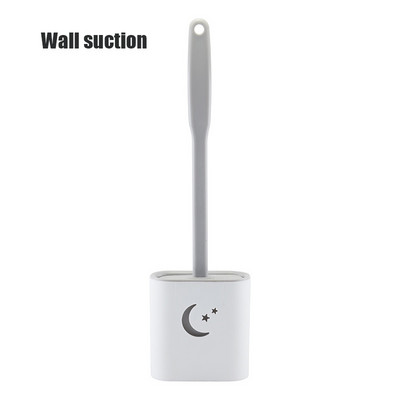 Silikoninis tualeto šepetys Wc tarpo šepetys su laikikliu plokščia galvute, minkštų šerių valymo šepečiai su greitai džiūstančiu laikikliu vonios kambario įrankiu