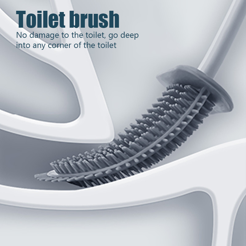 Silikoninis tualeto šepetys Wc tarpo šepetys su laikikliu plokščia galvute, minkštų šerių valymo šepečiai su greitai džiūstančiu laikikliu vonios kambario įrankiu