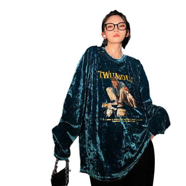 Férfi nyomott velúr póló