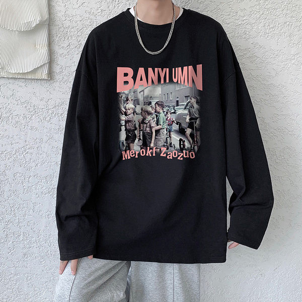 Vintažinio rašto marškinėliai ilgomis rankovėmis vyrams