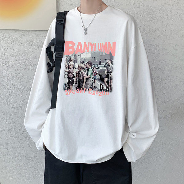 Vintažinio rašto marškinėliai ilgomis rankovėmis vyrams