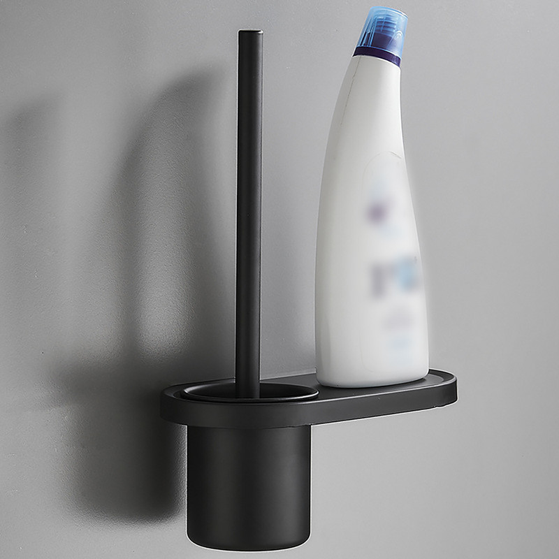 Set aluminijskih četki za WC školjku Crna glava četke Glupa crna držač za WC šolju Četka za WC školjku u kupaonici Prijenosna roba za kućanstvo