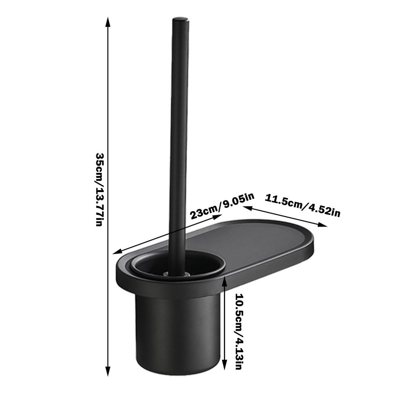 Set aluminijskih četki za WC školjku Crna glava četke Glupa crna držač za WC šolju Četka za WC školjku u kupaonici Prijenosna roba za kućanstvo