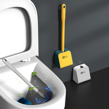 Монтирани на стена Автоматично затваряне TPR Силиконова глава Държачи за тоалетни четки Инструменти за почистване Четка с мек косъм Аксесоари за баня