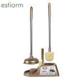 Modern vékony, szabadon álló WC-kefe és dugattyús kombókészlet Műanyag WC-tál kefe tisztítókészlet fürdőszobai tároláshoz