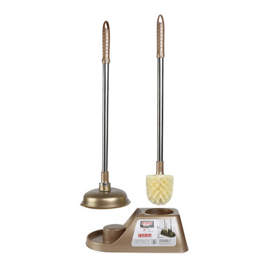 Modern vékony, szabadon álló WC-kefe és dugattyús kombókészlet Műanyag WC-tál kefe tisztítókészlet fürdőszobai tároláshoz