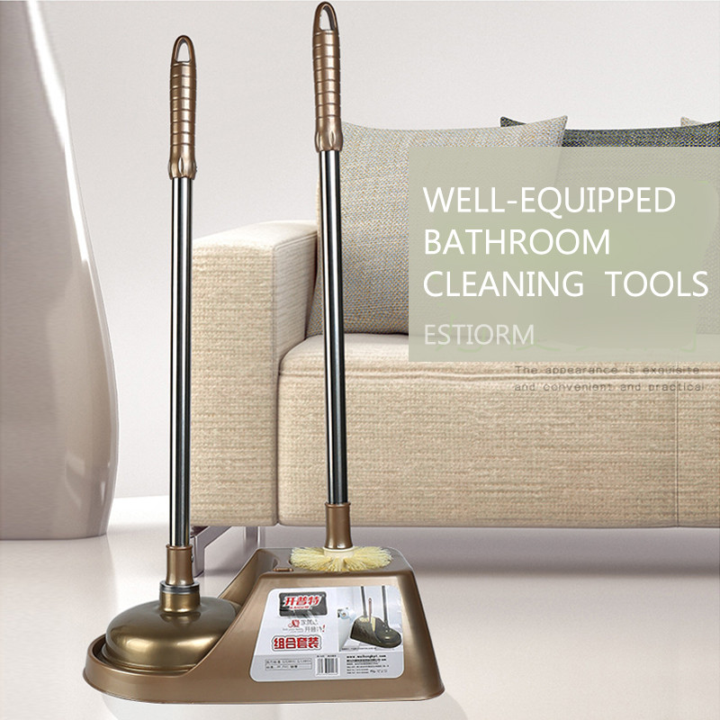 Modern vékony, szabadon álló WC-kefe és dugattyús kombókészlet Műanyag WC-tál kefe tisztítókészlet fürdőszobai tároláshoz