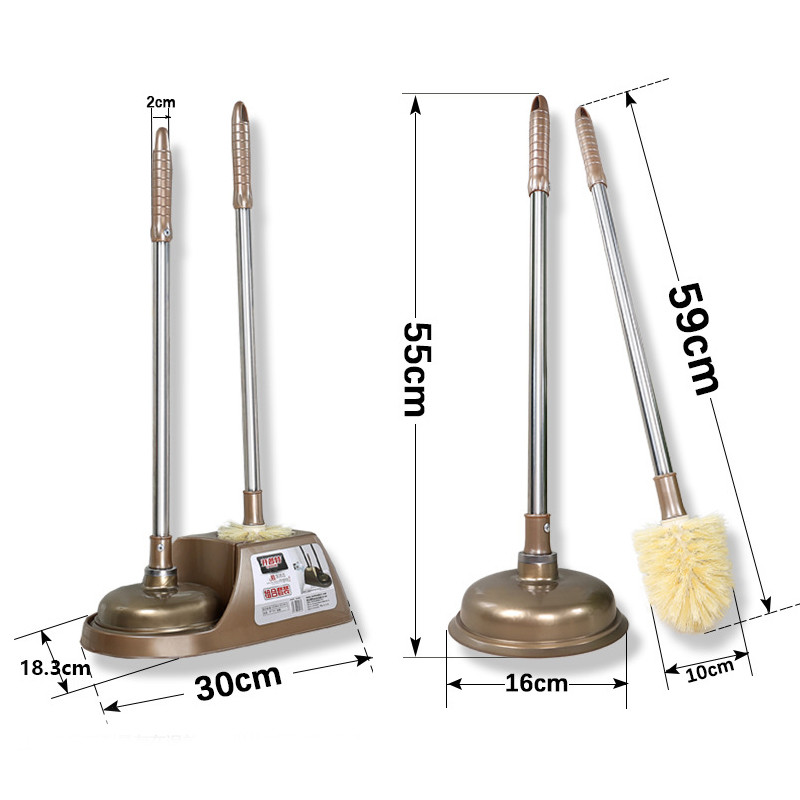 Modern vékony, szabadon álló WC-kefe és dugattyús kombókészlet Műanyag WC-tál kefe tisztítókészlet fürdőszobai tároláshoz