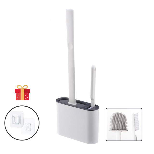 Ant sienos pakabinamas TPR tualeto šepetys su laikiklio rinkiniu silikoniniais šereliais, skirtas vonios grindų valymui