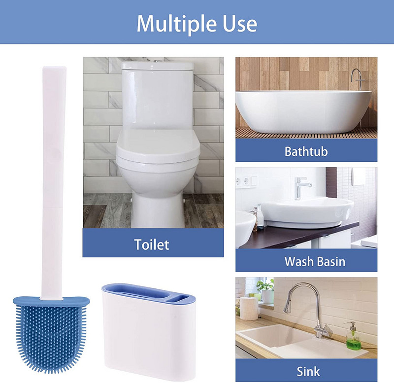 Ant sienos pakabinamas TPR tualeto šepetys su laikiklio rinkiniu silikoniniais šereliais, skirtas vonios grindų valymui