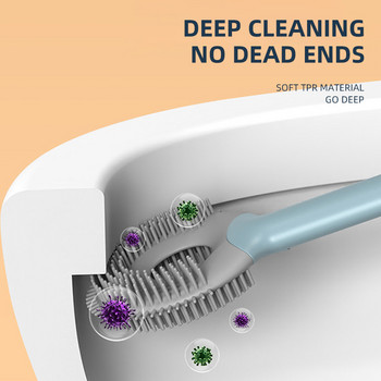 CMXIO Силиконова четка за тоалетна с дълга дръжка WC Tool Cleaning Automatic Opening Closing Cleaning Brush No Dead Аксесоари за баня