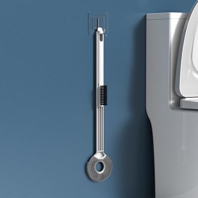 CMXIO silikoninis tualeto šepetys ilgos rankenos WC įrankių valymas, automatinis atsidarymas, uždarymas, valymo šepetys, be mirusių vonios reikmenų