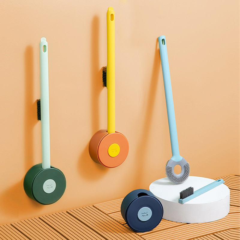 CMXIO silikoninis tualeto šepetys ilgos rankenos WC įrankių valymas, automatinis atsidarymas, uždarymas, valymo šepetys, be mirusių vonios reikmenų