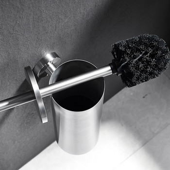 Държач за тоалетна четка Стенен инструмент за почистване от неръждаема стомана Устойчива вертикална четка за тоалетна Комплект аксесоари за баня