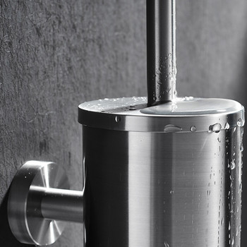 Държач за тоалетна четка Стенен инструмент за почистване от неръждаема стомана Устойчива вертикална четка за тоалетна Комплект аксесоари за баня