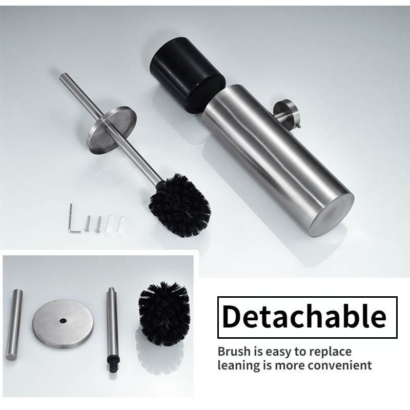 Držač WC četke Zidni alat za čišćenje od nehrđajućeg čelika Izdržljiva okomita kupaonska WC četka Set kupaonskog pribora