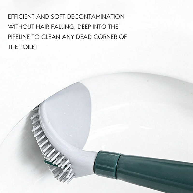 Hidraulikus WC kefe nyelves szilikon puha kefefej Lyukasztó nélküli hosszú nyelű tisztítókefe fürdőszoba