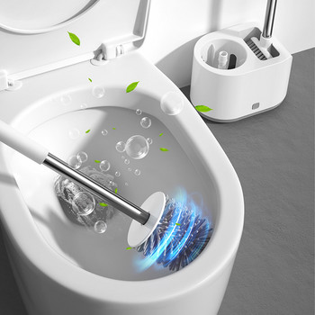 Lamgool σιλικόνης βούρτσα τουαλέτας διπλό σετ βούρτσας λεκάνης τουαλέτας Βούρτσα καθαρισμού τουαλέτας TPR Bristles για καθαρισμό μπάνιου