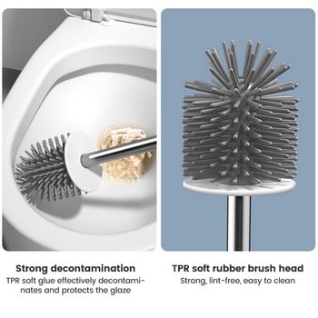 Lamgool σιλικόνης βούρτσα τουαλέτας διπλό σετ βούρτσας λεκάνης τουαλέτας Βούρτσα καθαρισμού τουαλέτας TPR Bristles για καθαρισμό μπάνιου