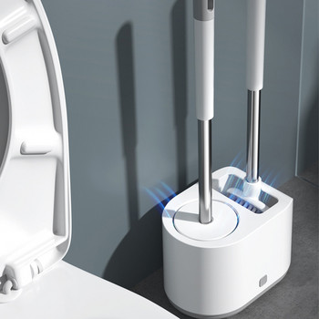 Lamgool Силиконова четка за тоалетна Двойна четка Комплект четка за тоалетна чиния Четка за тоалетна TPR Четка за почистване на тоалетна за почистване на баня
