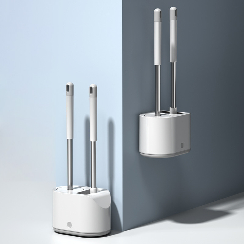 Lamgool silikoninis tualeto šepetys, dvigubas šepečių rinkinys tualeto dubenėlio šepetys TPR šereliais tualeto valymo šepetys, skirtas vonios kambario valymui