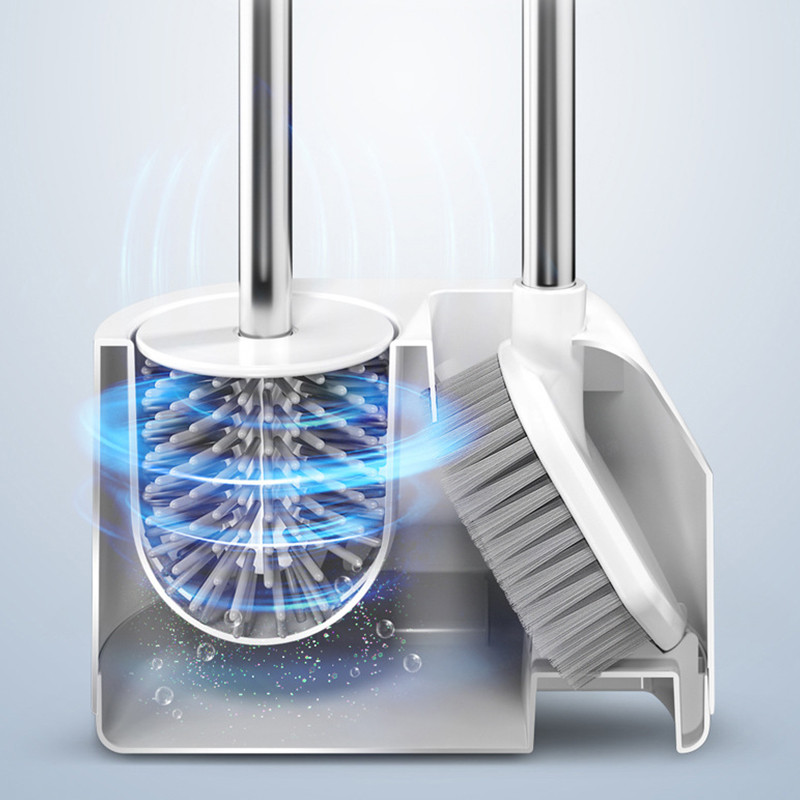 Lamgool silikoninis tualeto šepetys, dvigubas šepečių rinkinys tualeto dubenėlio šepetys TPR šereliais tualeto valymo šepetys, skirtas vonios kambario valymui
