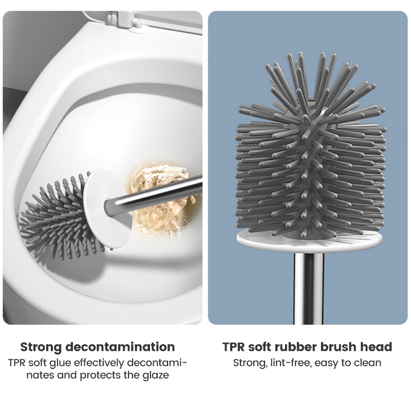 Lamgool silikoninis tualeto šepetys, dvigubas šepečių rinkinys tualeto dubenėlio šepetys TPR šereliais tualeto valymo šepetys, skirtas vonios kambario valymui