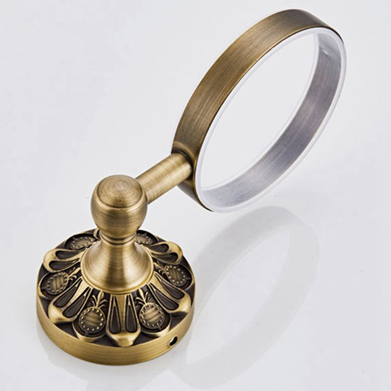 Fürdőszoba sárgaréz kerek ház Antik kézműves dombornyomott WC WC kefe tartó készlet fürdőszobai kiegészítők