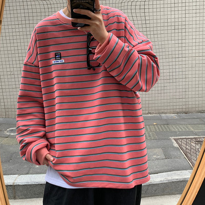 Csíkos férfi blúz hosszú ujjal - széles modell