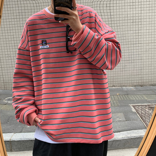 Csíkos férfi blúz hosszú ujjal - széles modell