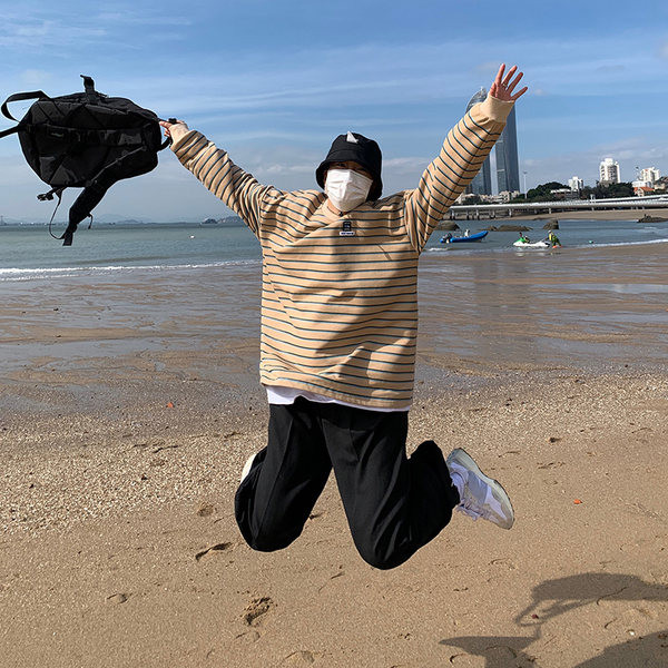 Csíkos férfi blúz hosszú ujjal - széles modell