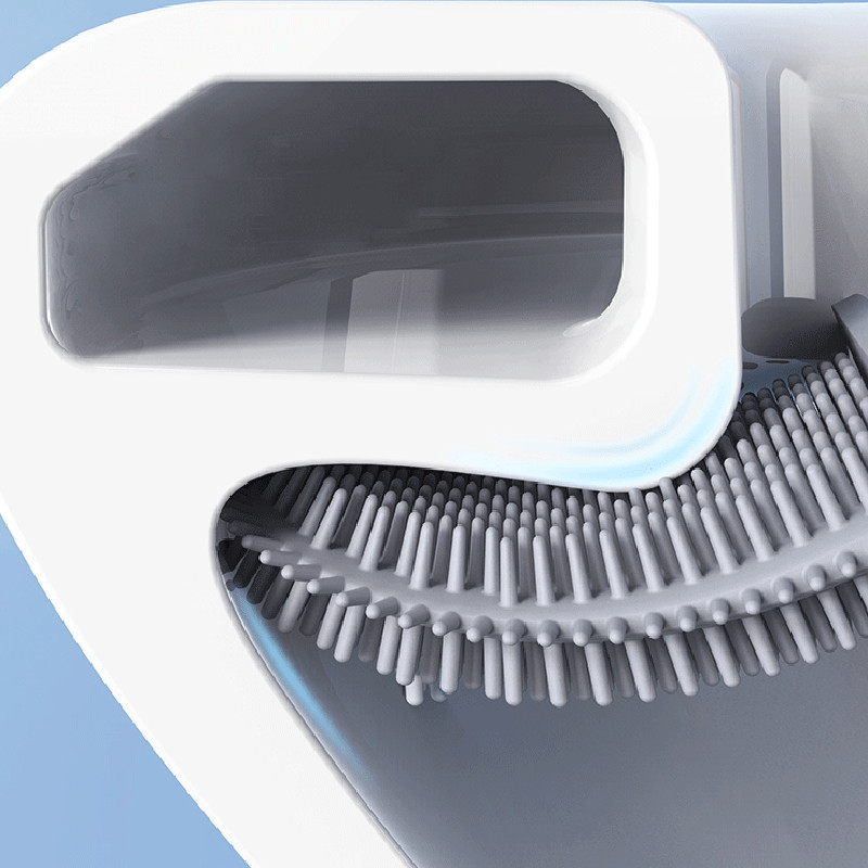 Tualeto šepetėlis silikoninis plokščias su laikikliu, nuimamas ilga rankena juodas valiklio šepetys, montuojamas ant sienos wc vonios kambario priedai