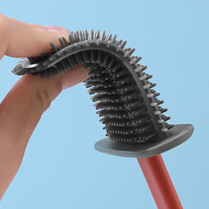 Prozračna WC četka otporna na curenje vode s podlogom od silikona Wc s ravnom glavom Fleksibilna mekana četka s držačem za brzo sušenje