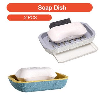 Διπλή στρώση συρόμενη θήκη για σαπούνι αποστράγγισης στον τοίχο Κρεμαστό πιάτο σαπουνιού Μπάνιου χωρίς σαπούνι Θήκη για σαπουνάδα
