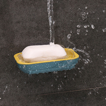 Διπλή στρώση συρόμενη θήκη για σαπούνι αποστράγγισης στον τοίχο Κρεμαστό πιάτο σαπουνιού Μπάνιου χωρίς σαπούνι Θήκη για σαπουνάδα