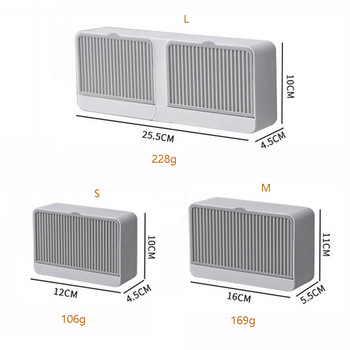 Креативна стенна кутия за сапун с капак Двойна решетка Поставка за отцеждане на сапун Разглобяема кутия за съхранение Поставка за сапун за баня