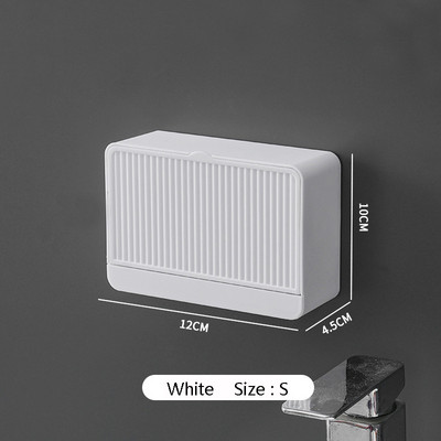 Kūrybinė sieninė muilo dėžutė su dangteliu su dvigubomis grotelėmis muilo nutekėjimo stovas Nuimama laikymo dėžutė vonios kambario muilo laikiklis